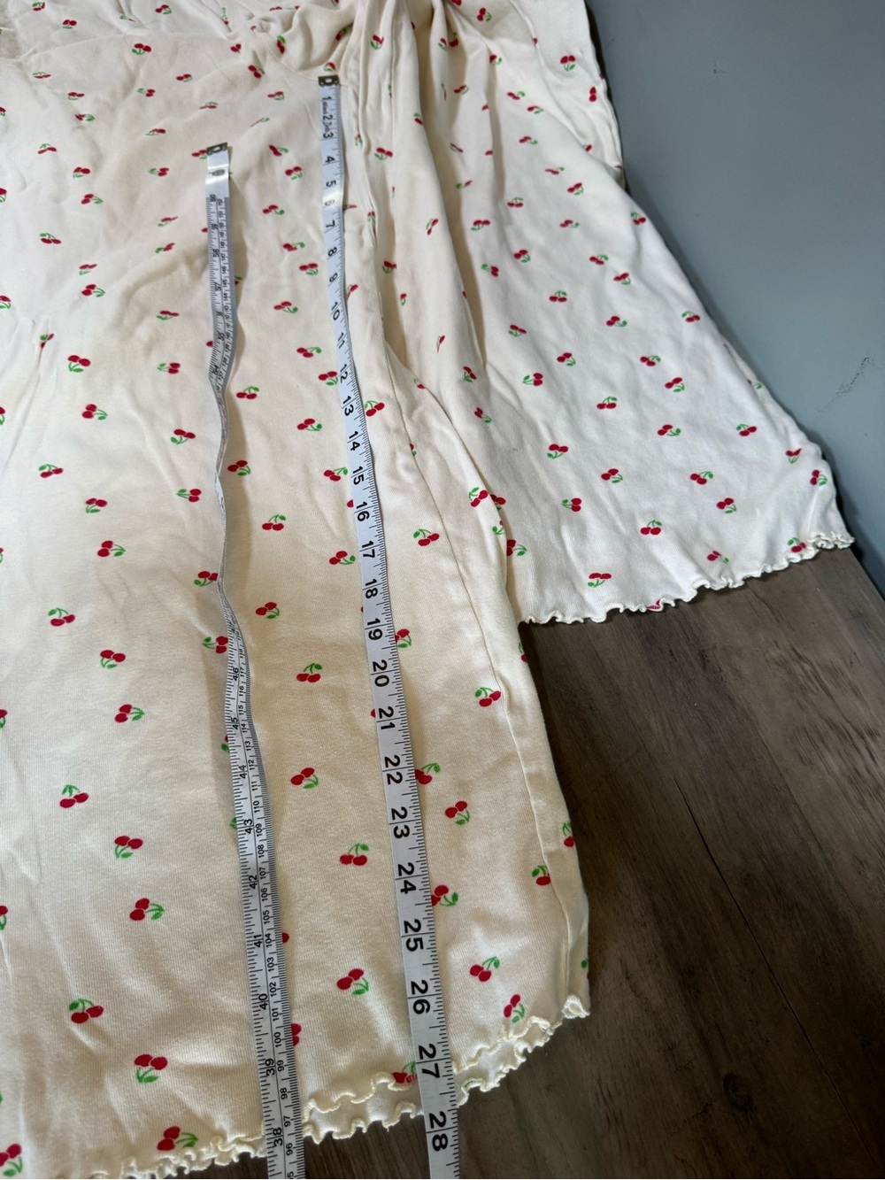 Cream and Red Cherry Print Crop Tank Pajama Top - Picture 8 of 8